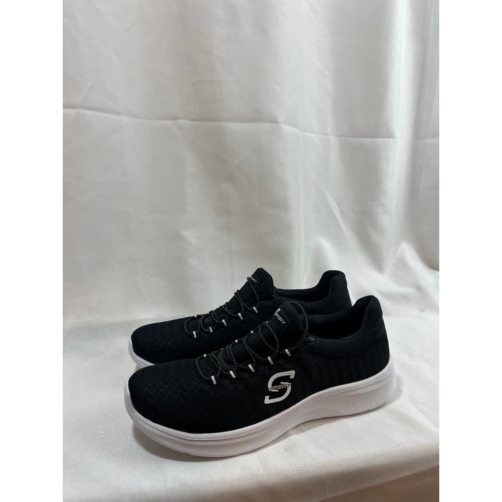 S Sport by Skechers Mens Black Memory Foam Slip On Bungee Sneakers Size 9